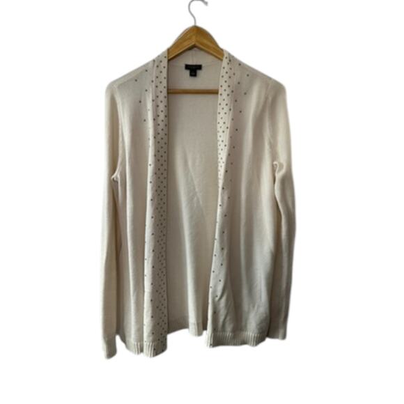 Ann Taylor Sweaters - Ann Taylor Ivory w/ Silver Studs Long Sleeve Open Sweater Women's Size Large